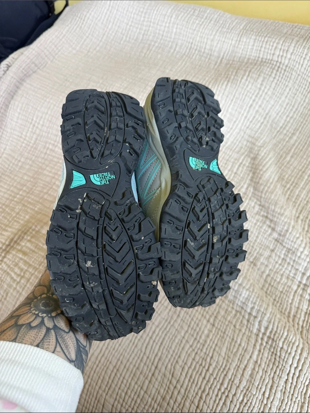 The North Face Kids Gray and Teal Trail Sneakers